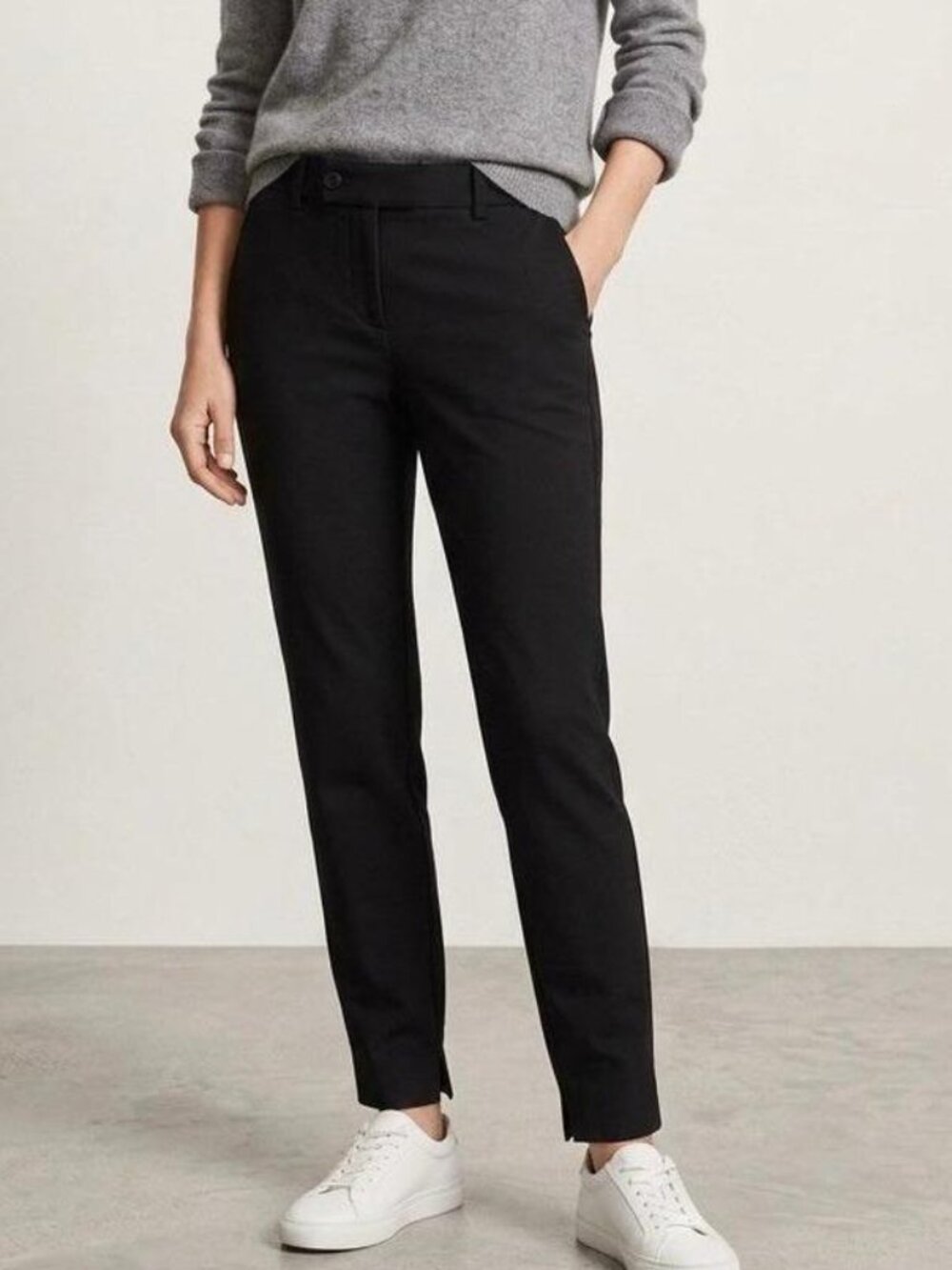 Vince Wool Blend Slim Straight Leg Leather Trim Dress Trousers Size 6